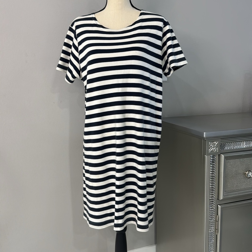 Paradox Navy and White Striped Tee Shirt Mini Dress. Sz XL